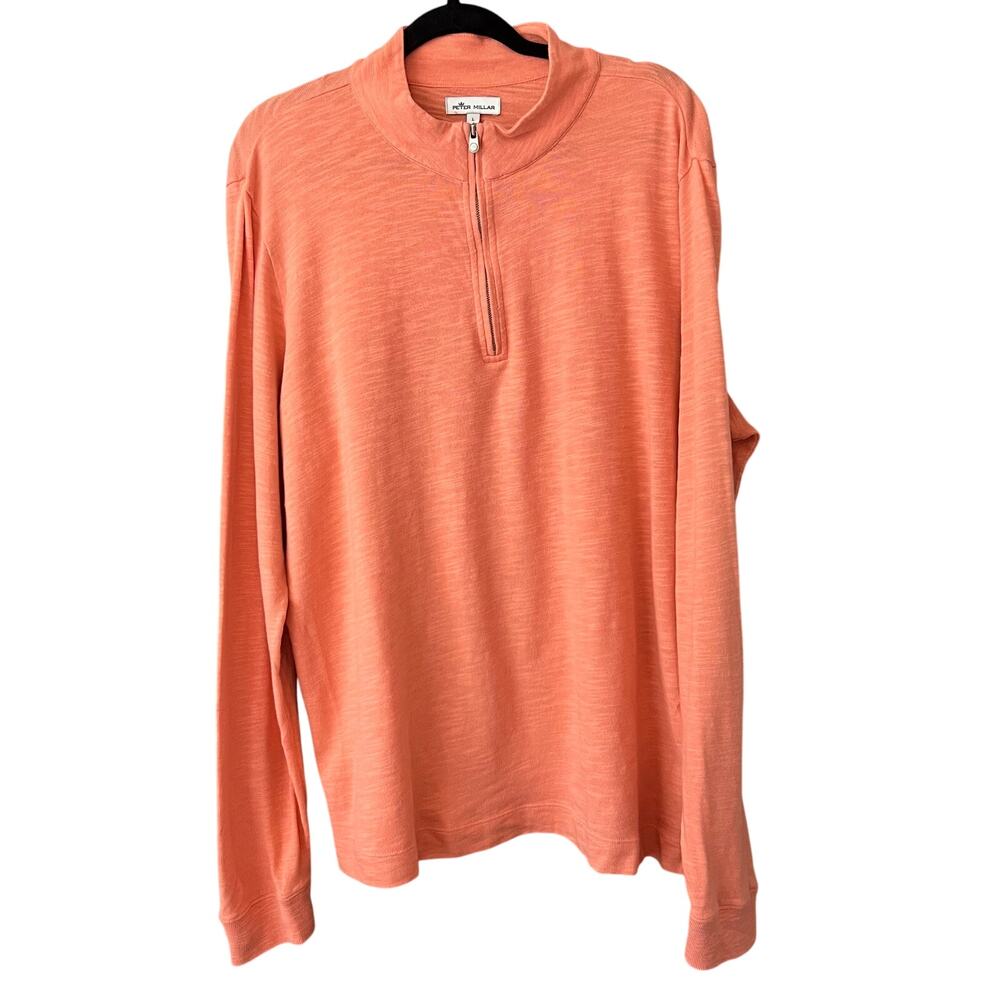 Peter Millar 100% Cotton Quarter Zip Pullover Coral Orange‎